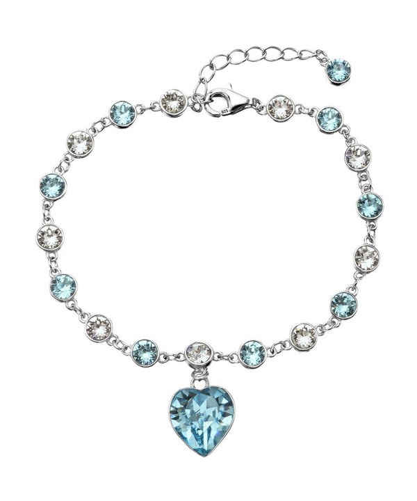 EleQueen Sterling Bracelet Aquamarine Swarovski