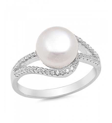 Clear Simulated Pearl Sterling Silver