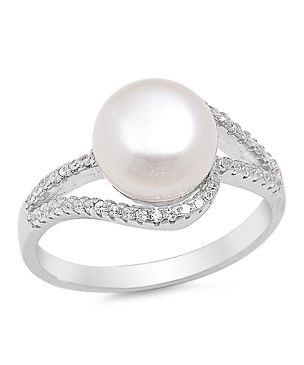 Clear Simulated Pearl Sterling Silver