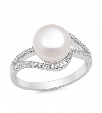 Clear Simulated Pearl Sterling Silver