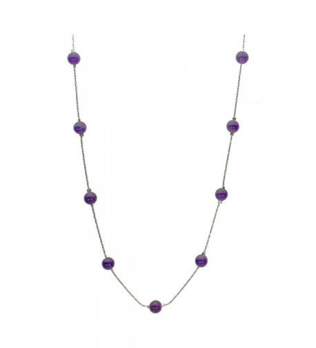 Amethyst Station Sterling Italian Necklace