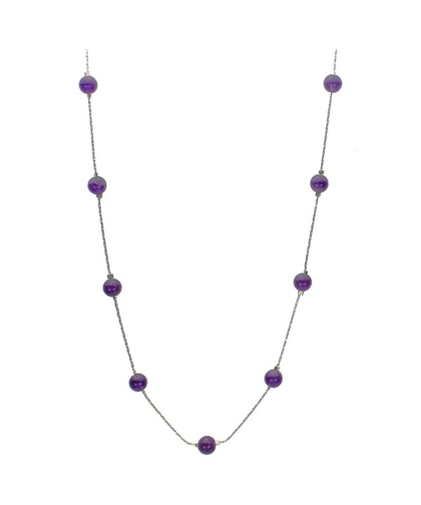 Amethyst Station Sterling Italian Necklace