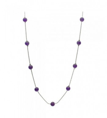 Amethyst Station Sterling Italian Necklace