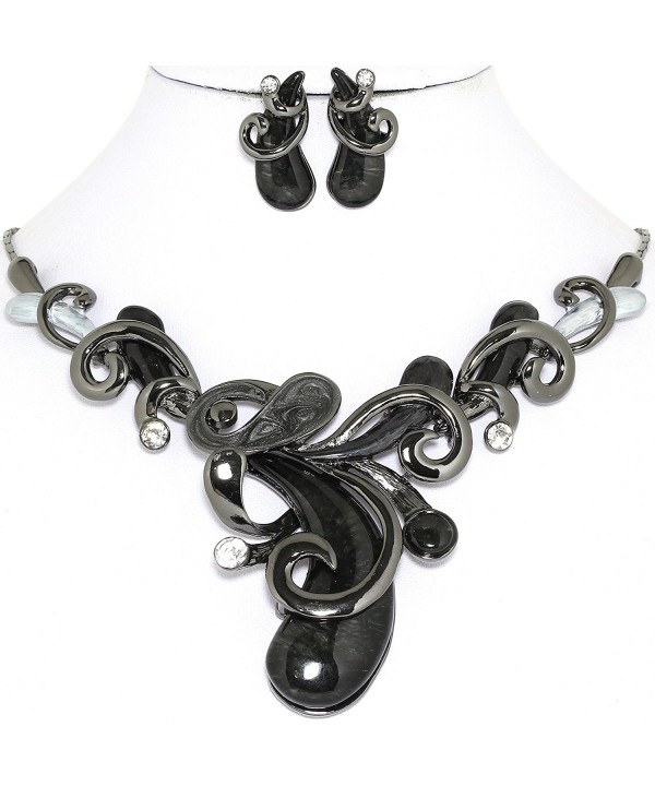 AnsonsImages Black Metal Necklace Earrings