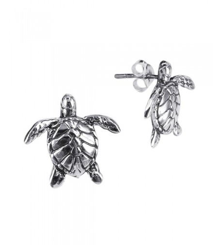 Textured Swimming Turtles Sterling Earrings