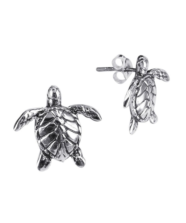 Textured Swimming Turtles Sterling Earrings