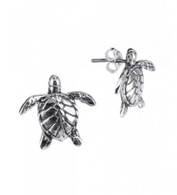 Textured Swimming Turtles Sterling Earrings