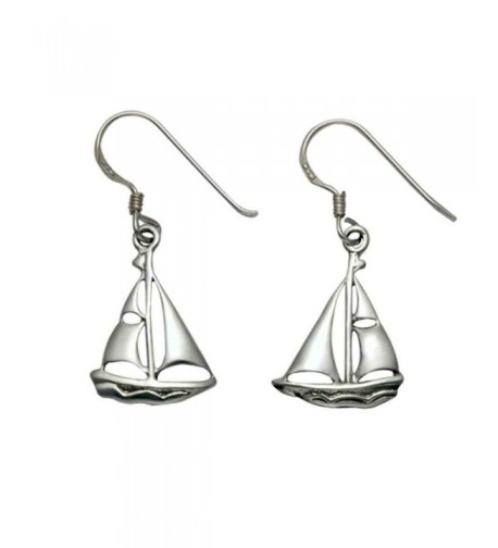 Sterling Silver Sailboat French Earrings