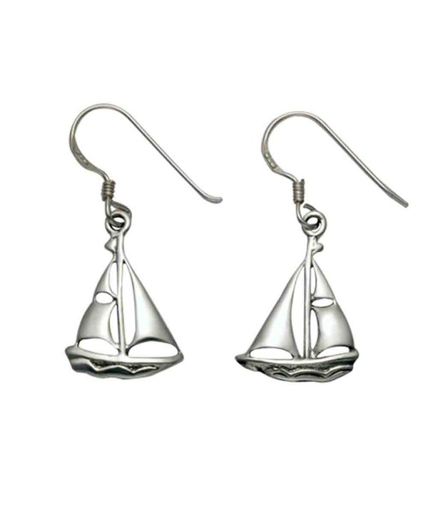 Sterling Silver Sailboat French Earrings