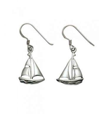 Sterling Silver Sailboat French Earrings