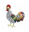 Rooster Fighting Multicolor Enameled Rhinestones