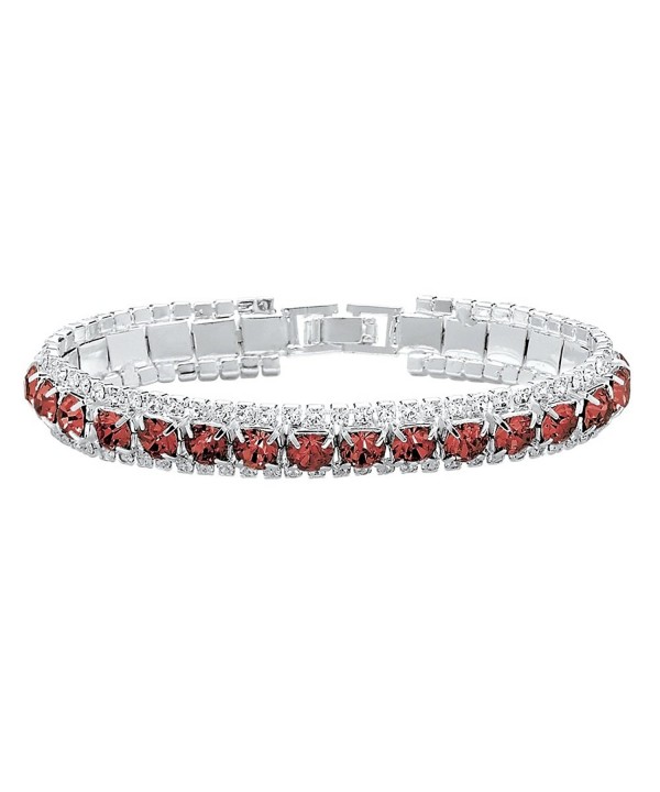 Simulated Birthstone Accent Silvertone Bracelet