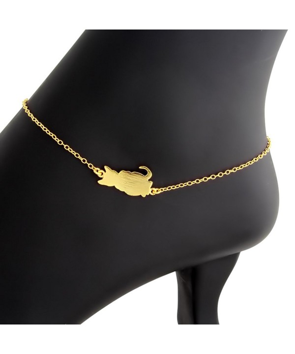 Kitty Charm Pendant Anklet gold plated silver