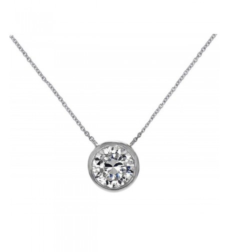 Solitaire Pendant Necklace Sterling Silver