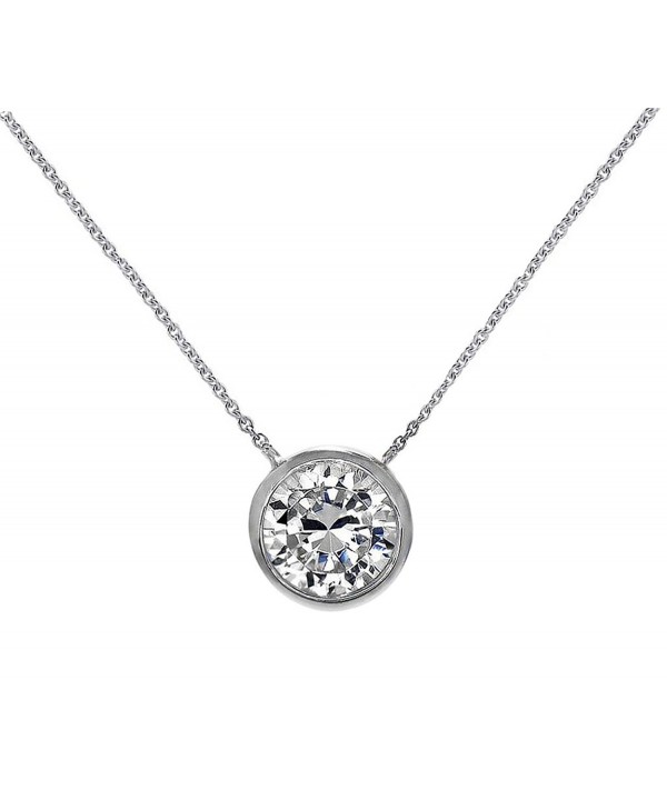 Solitaire Pendant Necklace Sterling Silver
