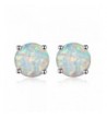 White Created Earrings Round Women