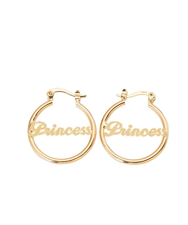 Gold Earrings Alphabet Nameplate Princess
