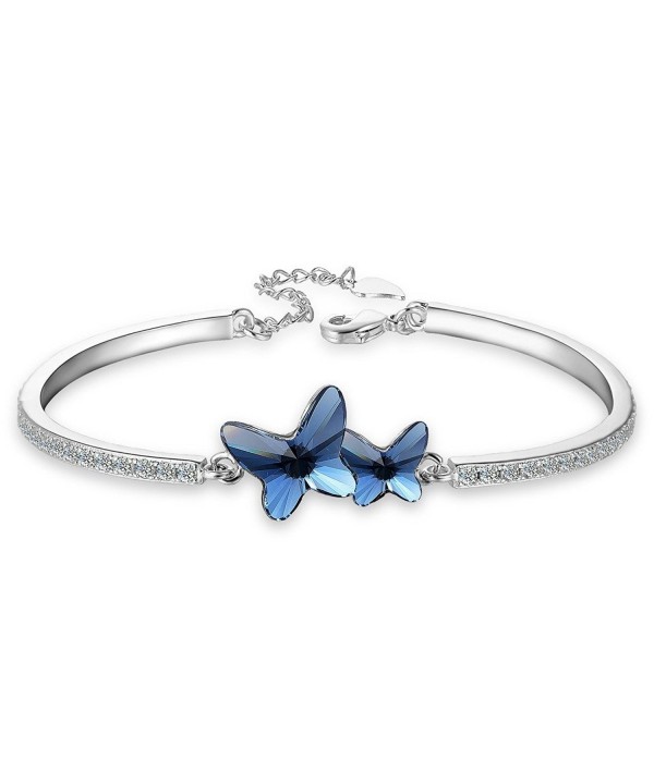 EleQueen Silver tone Butterfly Bracelet Swarovski