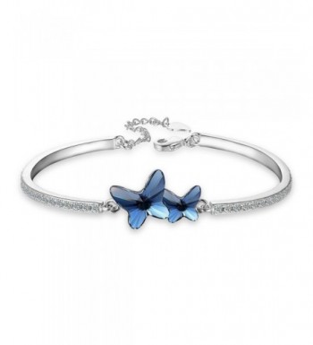 EleQueen Silver tone Butterfly Bracelet Swarovski