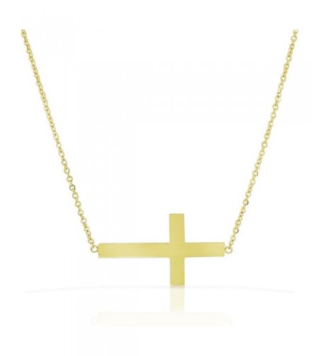 Stainless Gold tone Sideways Pendant Necklace