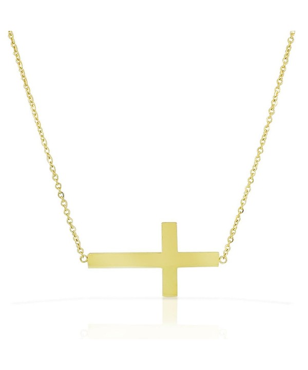 Stainless Gold tone Sideways Pendant Necklace