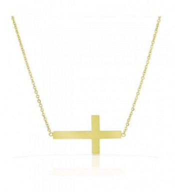 Stainless Gold tone Sideways Pendant Necklace