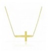 Stainless Gold tone Sideways Pendant Necklace