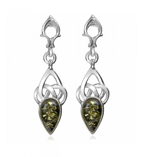 Green Sterling Silver Celtic Earrings