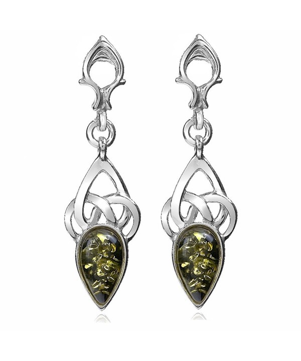 Green Sterling Silver Celtic Earrings
