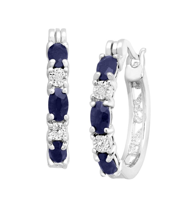 Platinum Plated Natural Sapphire Earrings Diamonds