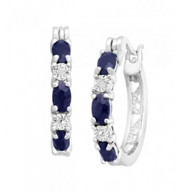 Platinum Plated Natural Sapphire Earrings Diamonds
