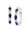 Platinum Plated Natural Sapphire Earrings Diamonds