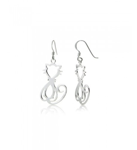 Sterling Silver Cat Polished Earrings