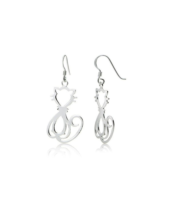 Sterling Silver Cat Polished Earrings