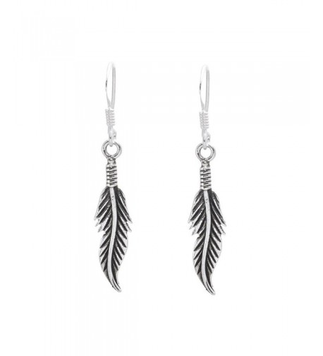 Silverly Sterling Feather Oxidized Earrings