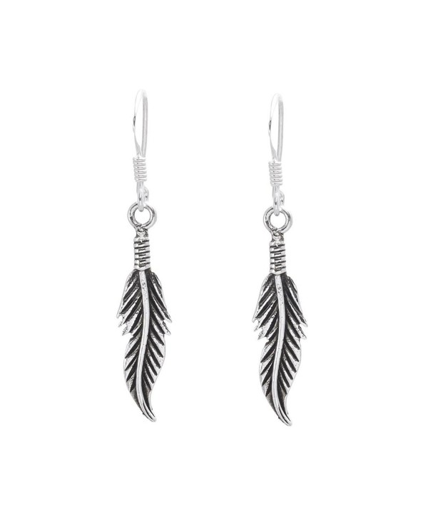 Silverly Sterling Feather Oxidized Earrings