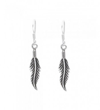 Silverly Sterling Feather Oxidized Earrings