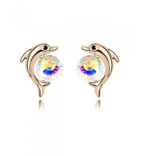 Animal Dolphin Plated Earring Colorful