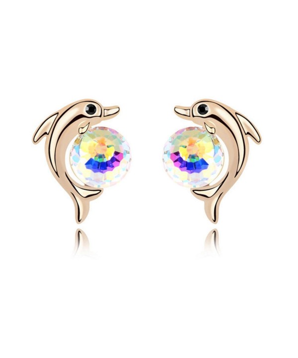 Animal Dolphin Plated Earring Colorful