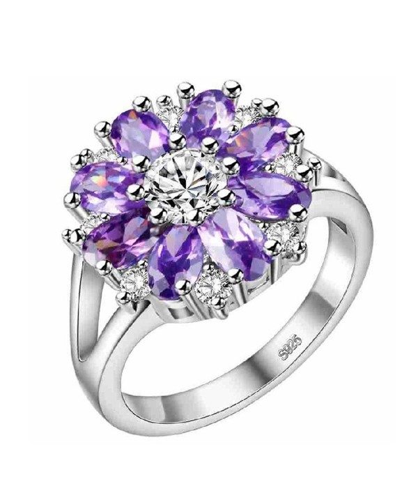 Uloveido Flowers Statement Jewelry J676 Silver Purple 8