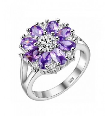 Uloveido Flowers Statement Jewelry J676 Silver Purple 8