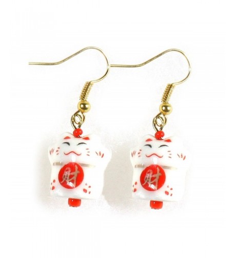 Little Maneki Beckoning Porcelain Earrings