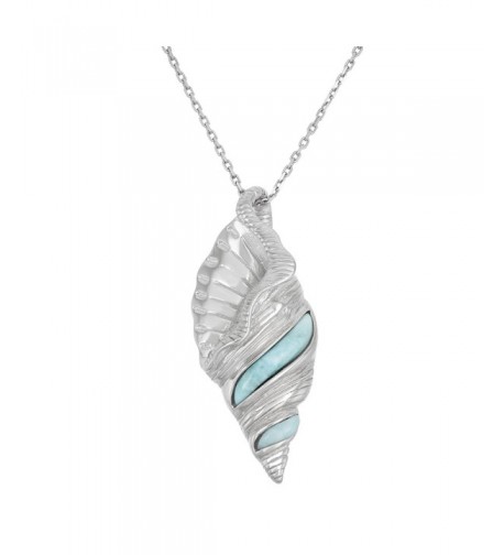 Sterling Natural Larimar Seashell Pendant