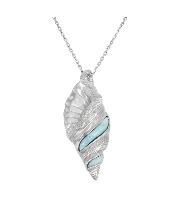 Sterling Natural Larimar Seashell Pendant