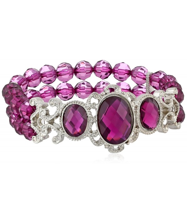 1928 Jewelry Filigree Silver Tone Amethyst