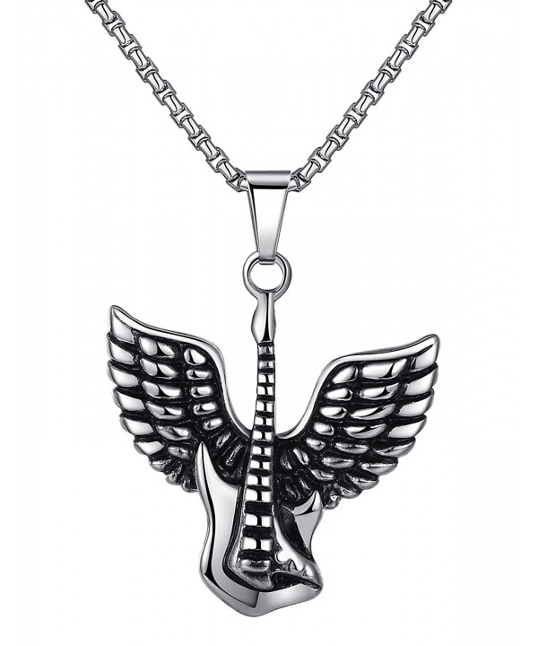 Stainless Guitar Pendant Necklace Unisex