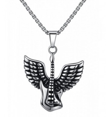 Stainless Guitar Pendant Necklace Unisex