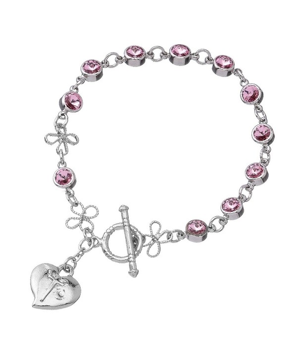 Pink Swarovski Bead Rosary Bracelet