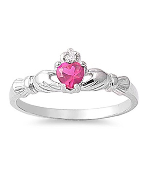 Sterling Silver Claddagh Simulated Traditional