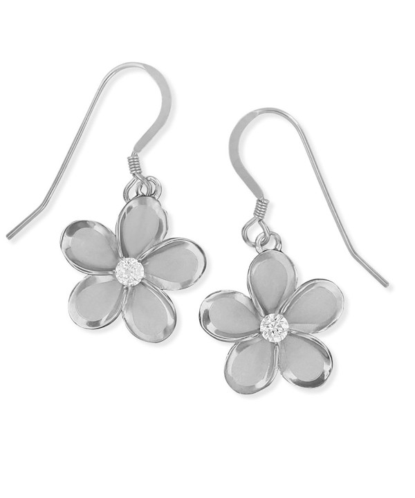 Rhodium Sterling Silver Plumeria Earrings Rhodium Sterling Silver Plumeria Earrings